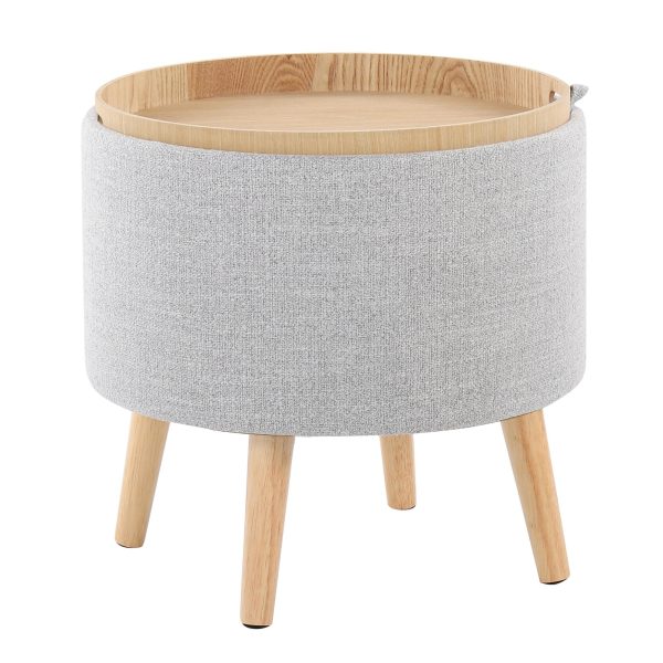 Tray Contemporary Light Grey Fabric Storage Ottoman Set 8