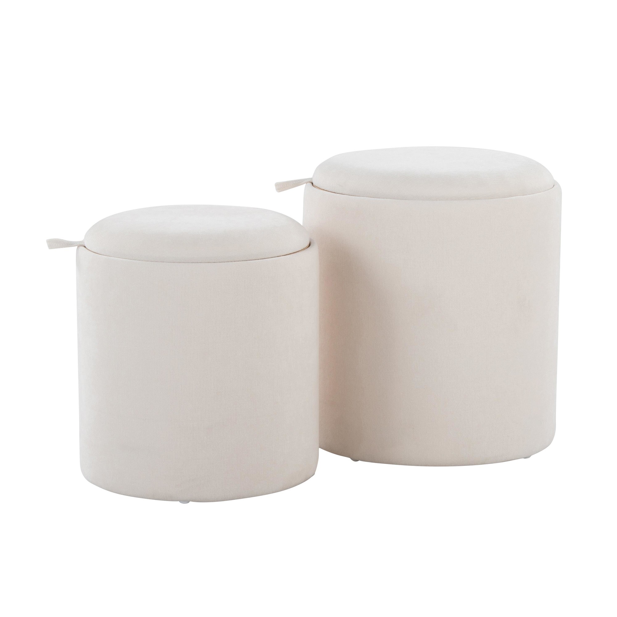 Tray Cream Fabric Contemporary Nesting Ottoman Set 3 Tray Cream Fabric Contemporary Nesting Ottoman Set - Image 3
