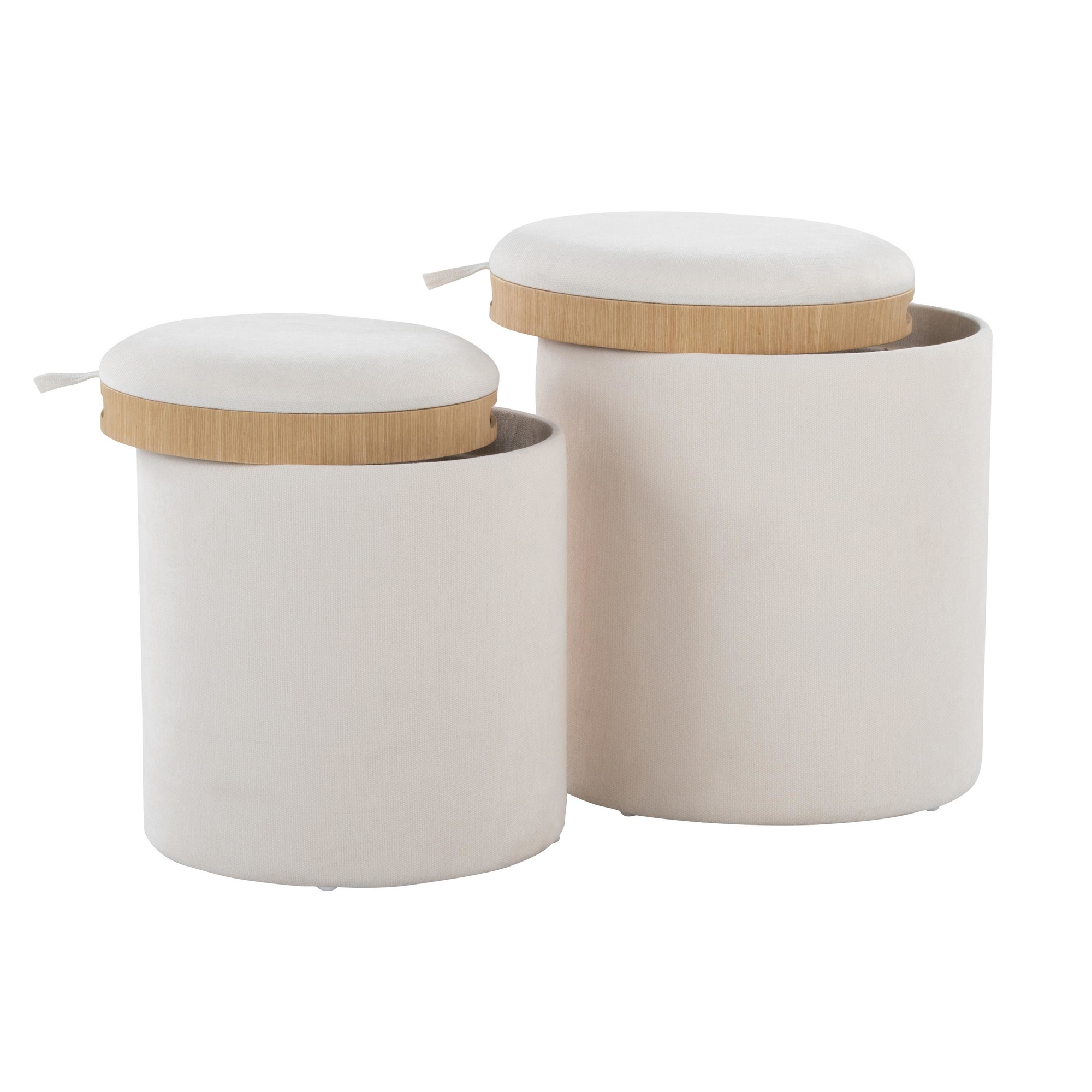 Tray Cream Fabric Contemporary Nesting Ottoman Set 4 Tray Cream Fabric Contemporary Nesting Ottoman Set - Image 4