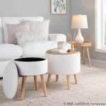 Tray Cream Fabric Storage Ottoman Set 12 Tray Cream Fabric Storage Ottoman Set