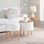 Tray Cream Fabric Storage Ottoman Set 11 Tray Cream Fabric Storage Ottoman Set