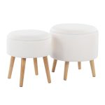 Tray Cream Fabric Storage Ottoman Set 13 Tray Cream Fabric Storage Ottoman Set