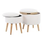 Tray Cream Fabric Storage Ottoman Set 14 Tray Cream Fabric Storage Ottoman Set