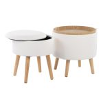 Tray Cream Fabric Storage Ottoman Set 15 Tray Cream Fabric Storage Ottoman Set