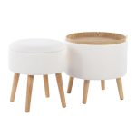 Tray Cream Fabric Storage Ottoman Set 16 Tray Cream Fabric Storage Ottoman Set