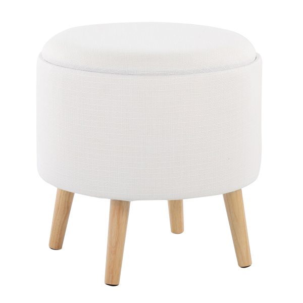 Tray Cream Fabric Storage Ottoman Set 6