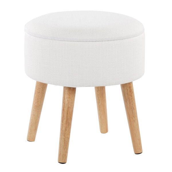 Tray Cream Fabric Storage Ottoman Set 8