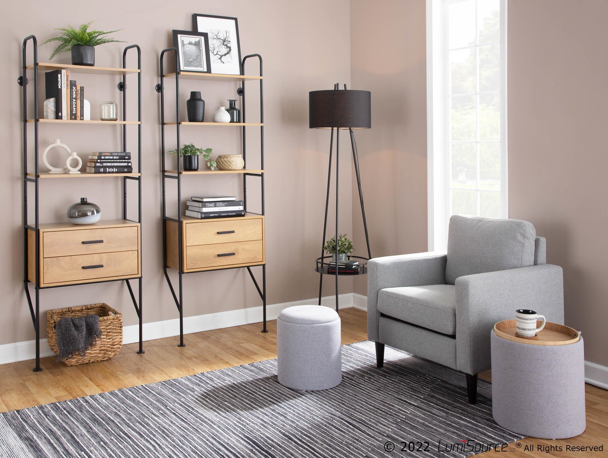Tray Grey Fabric Contemporary Nesting Ottoman Set 5 Tray Grey Fabric Contemporary Nesting Ottoman Set - Image 5