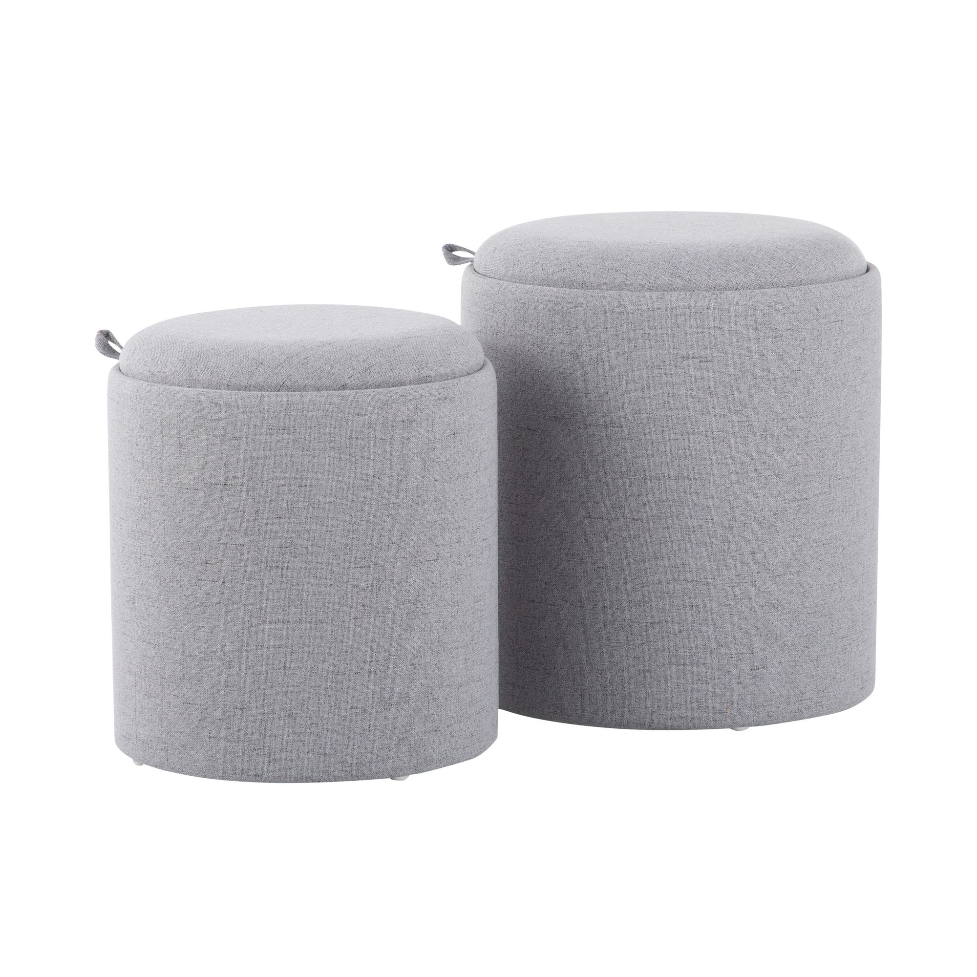 Tray Grey Fabric Contemporary Nesting Ottoman Set 6 Tray Grey Fabric Contemporary Nesting Ottoman Set - Image 6