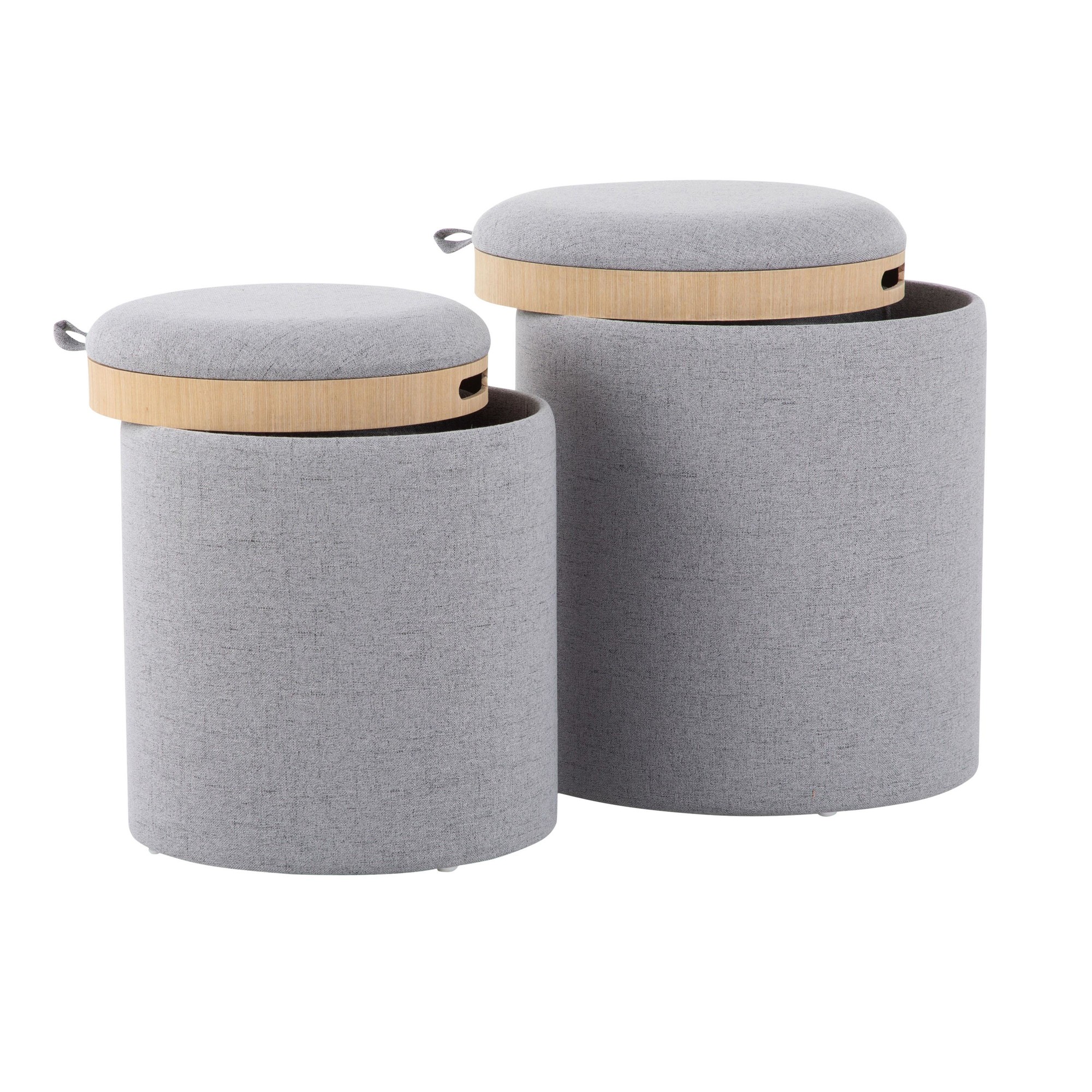 Tray Grey Fabric Contemporary Nesting Ottoman Set 7 Tray Grey Fabric Contemporary Nesting Ottoman Set - Image 7