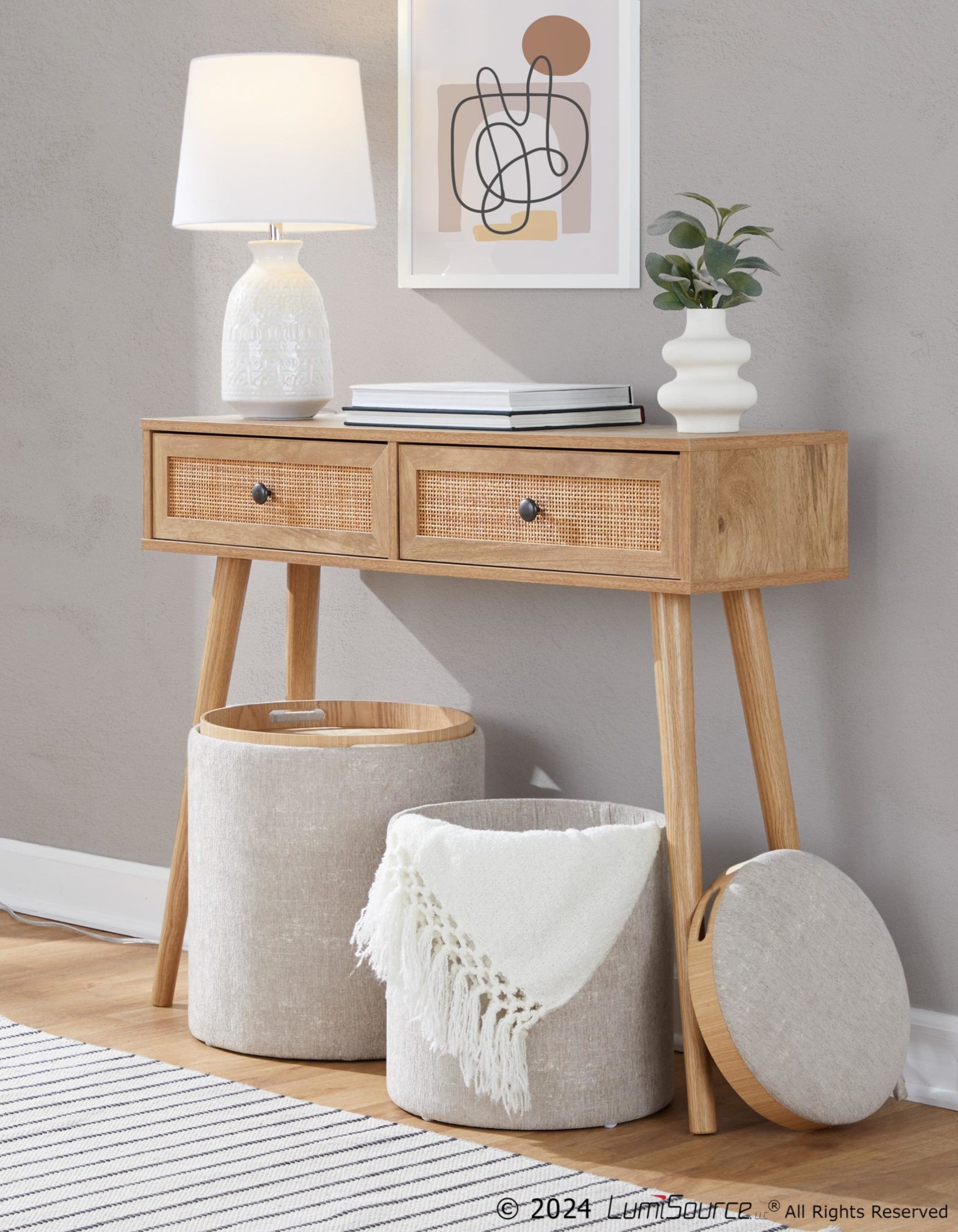 Tray Light Brown Contemporary Nesting Ottoman Set 4 Tray Light Brown Contemporary Nesting Ottoman Set - Image 4