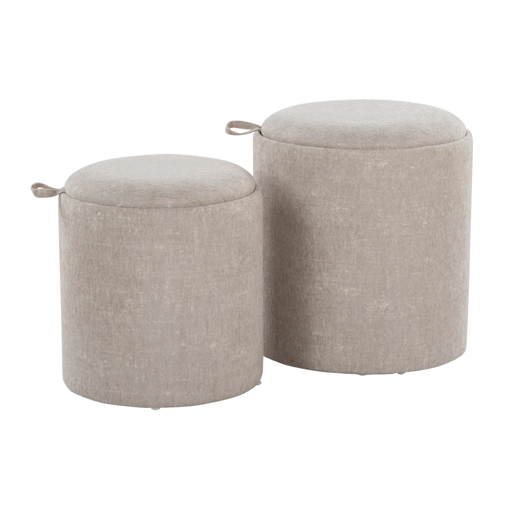 Tray Light Brown Contemporary Nesting Ottoman Set 5 Tray Light Brown Contemporary Nesting Ottoman Set - Image 5