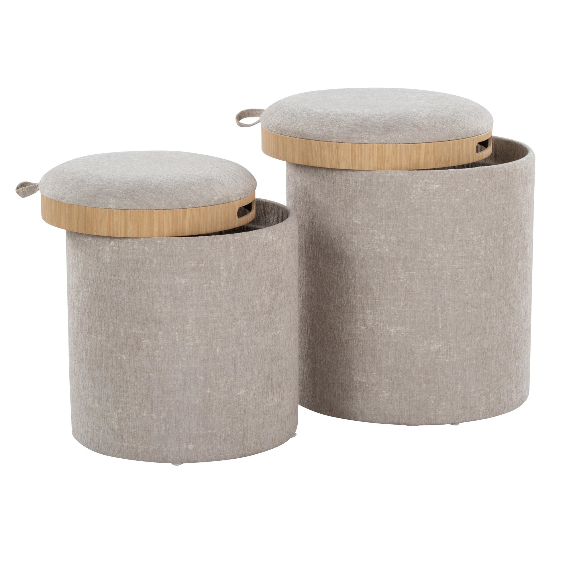 Tray Light Brown Contemporary Nesting Ottoman Set 7 Tray Light Brown Contemporary Nesting Ottoman Set - Image 7