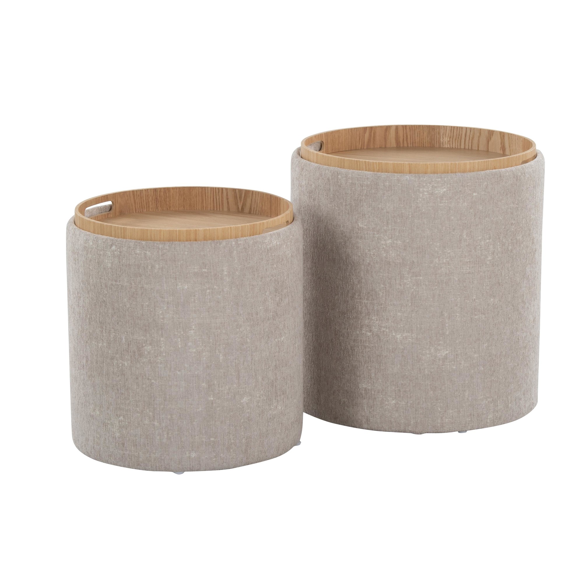 Tray Light Brown Contemporary Nesting Ottoman Set 8 Tray Light Brown Contemporary Nesting Ottoman Set - Image 8