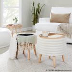 Tray Plush Cream Faux Fur Storage Ottoman Set 17 Tray Plush Cream Faux Fur Storage Ottoman Set