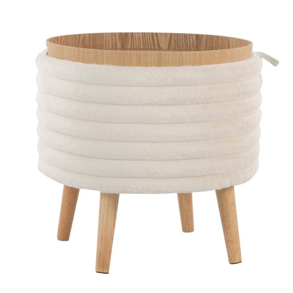 Tray Plush Cream Faux Fur Storage Ottoman Set 10