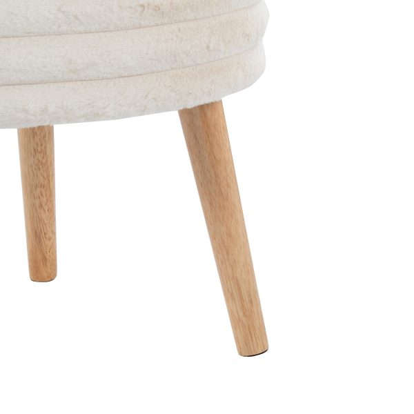 Tray Plush Cream Faux Fur Storage Ottoman Set 12