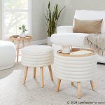 Tray Plush Cream Faux Fur Storage Ottoman Set 16 Tray Plush Cream Faux Fur Storage Ottoman Set