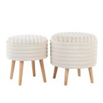 Tray Plush Cream Faux Fur Storage Ottoman Set 20 Tray Plush Cream Faux Fur Storage Ottoman Set