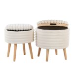 Tray Plush Cream Faux Fur Storage Ottoman Set 21 Tray Plush Cream Faux Fur Storage Ottoman Set