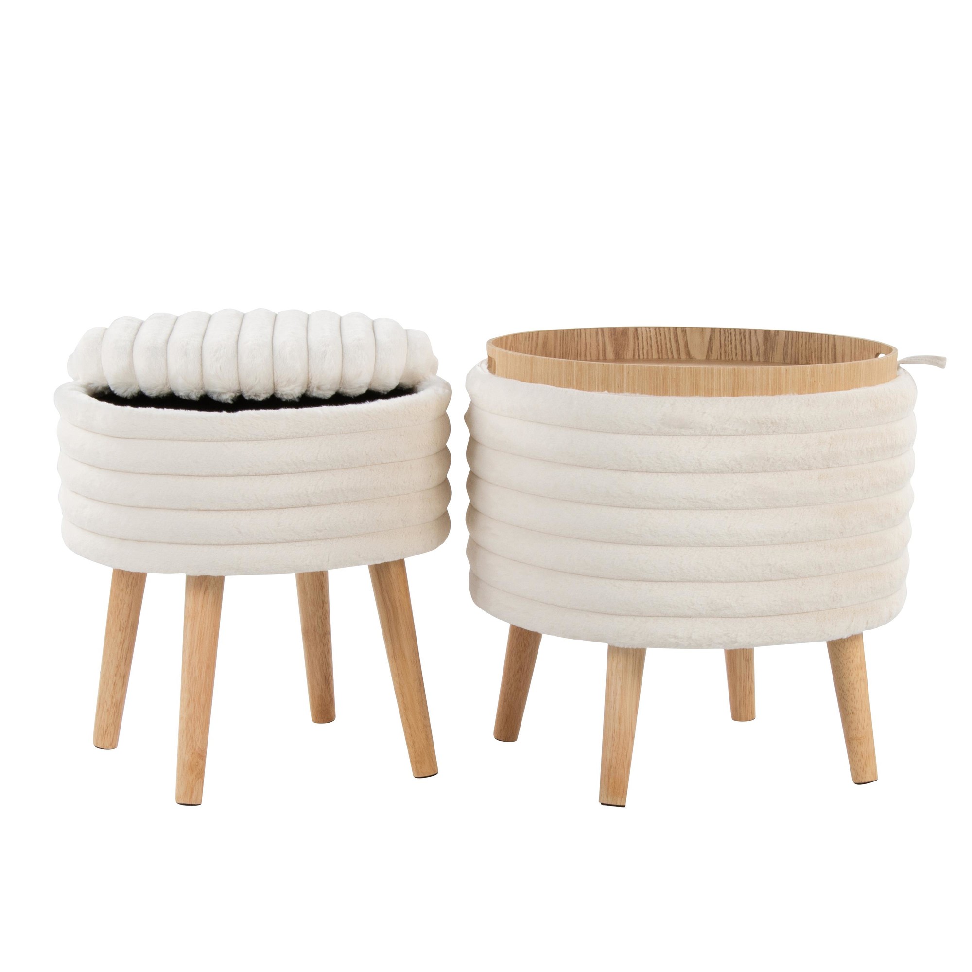 Tray Plush Cream Faux Fur Storage Ottoman Set 8 Tray Plush Cream Faux Fur Storage Ottoman Set - Image 8