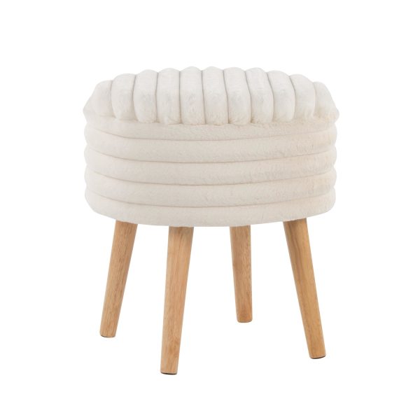 Tray Plush Cream Faux Fur Storage Ottoman Set 8