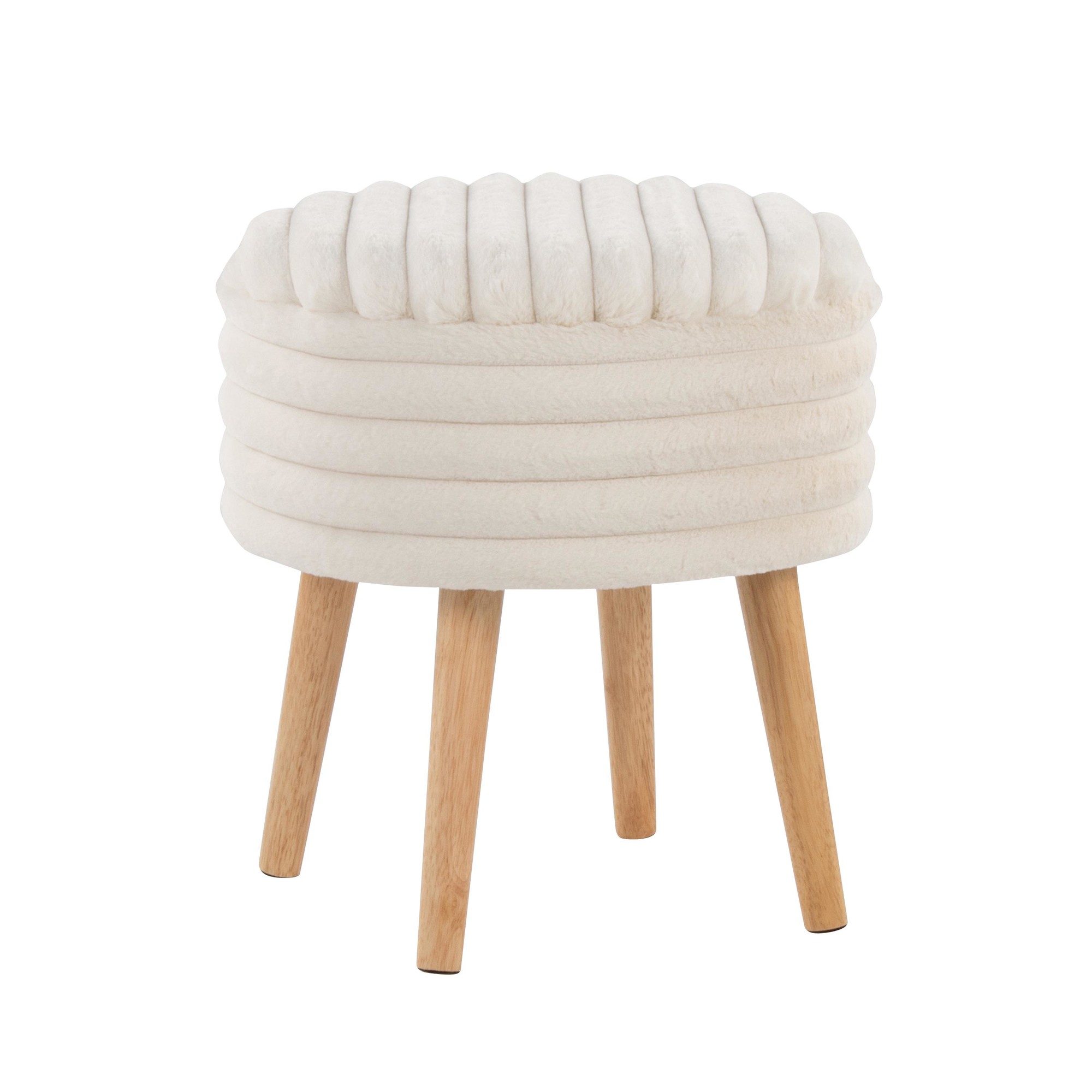 Tray Plush Cream Faux Fur Storage Ottoman Set 9 Tray Plush Cream Faux Fur Storage Ottoman Set - Image 9