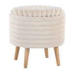 Tray Plush Cream Faux Fur Storage Ottoman Set 25 Tray Plush Cream Faux Fur Storage Ottoman Set