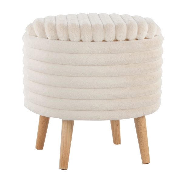 Tray Plush Cream Faux Fur Storage Ottoman Set 9
