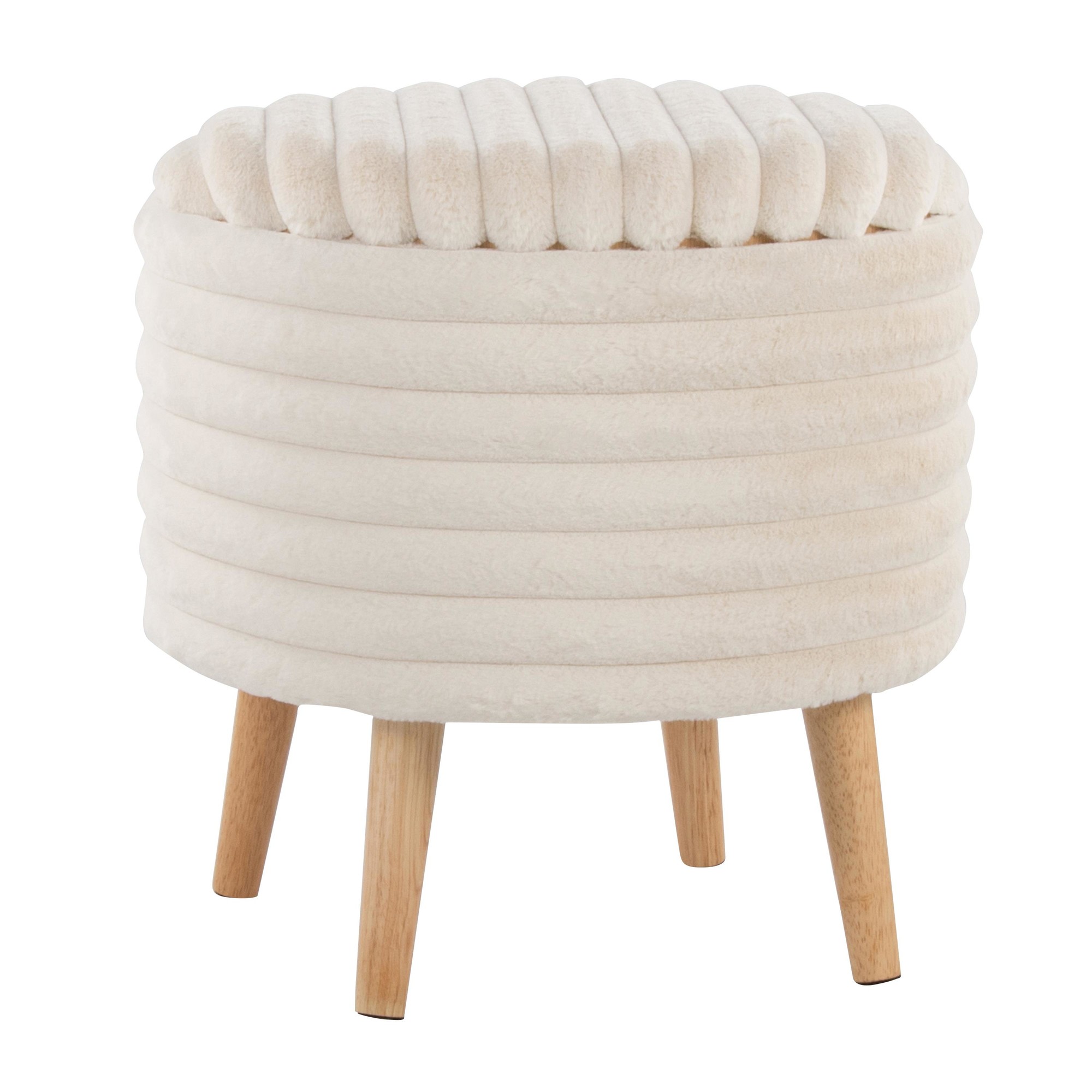 Tray Plush Cream Faux Fur Storage Ottoman Set 10 Tray Plush Cream Faux Fur Storage Ottoman Set - Image 10
