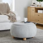 Tray Pouf 26-Inch Natural Wood Contemporary Storage Ottoman 15 Tray Pouf 26-Inch Natural Wood Contemporary Storage Ottoman