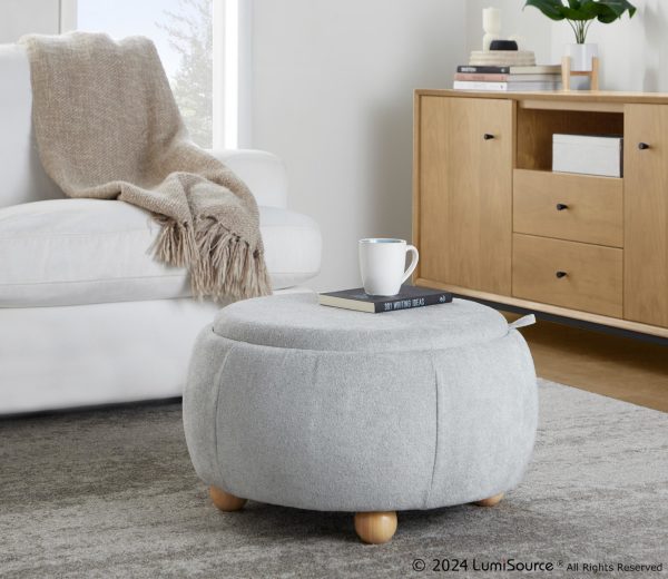 Tray Pouf 26 Inch Natural Wood Contemporary Storage Ottoman 3