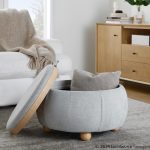 Tray Pouf 26-Inch Natural Wood Contemporary Storage Ottoman 16 Tray Pouf 26-Inch Natural Wood Contemporary Storage Ottoman
