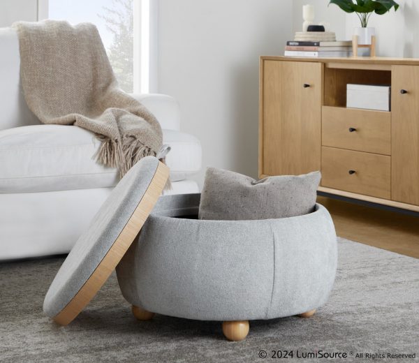 Tray Pouf 26 Inch Natural Wood Contemporary Storage Ottoman 4