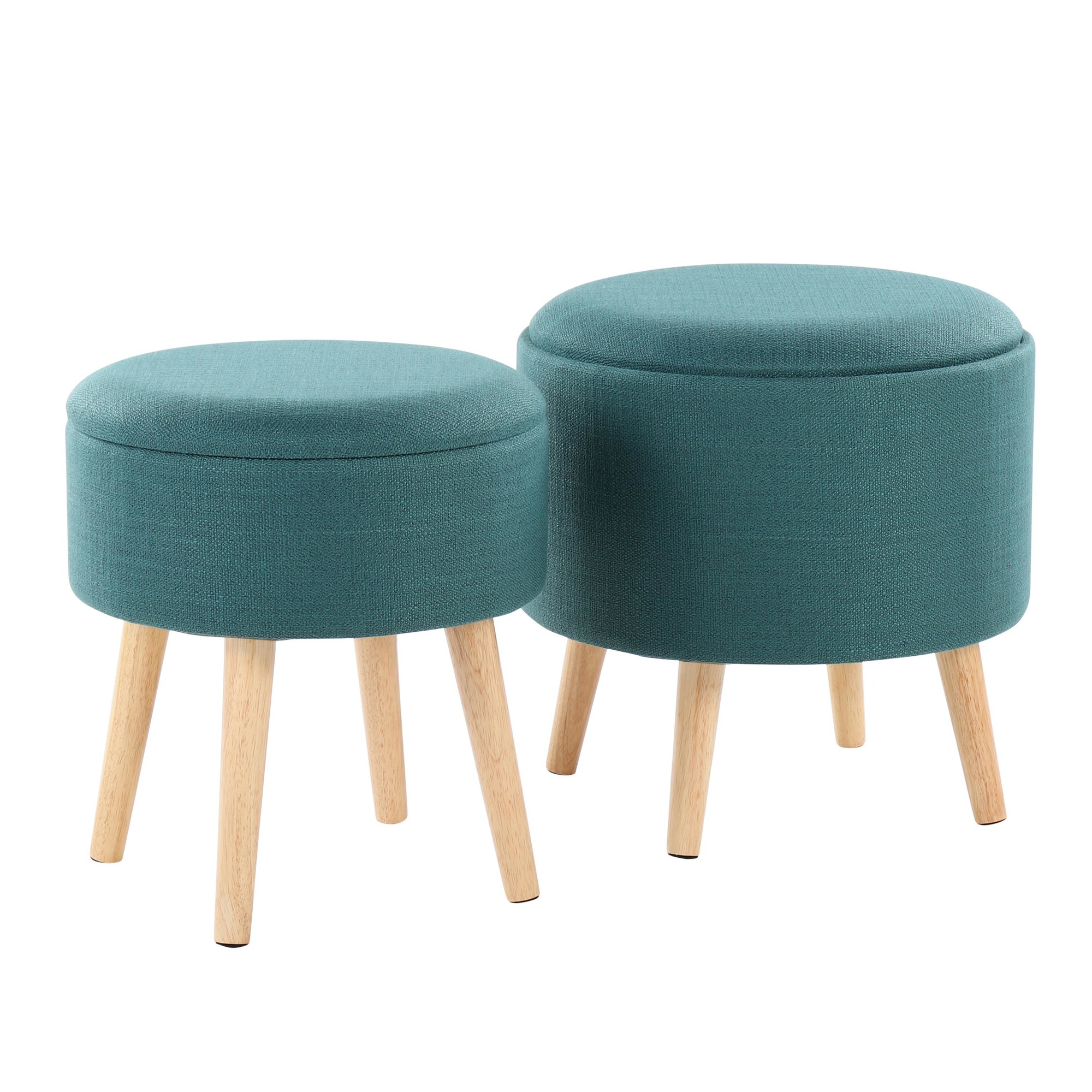 Tray Teal Contemporary Storage Ottoman Set 3 Tray Teal Contemporary Storage Ottoman Set - Image 3