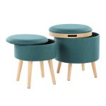 Tray Teal Contemporary Storage Ottoman Set 14 Tray Teal Contemporary Storage Ottoman Set