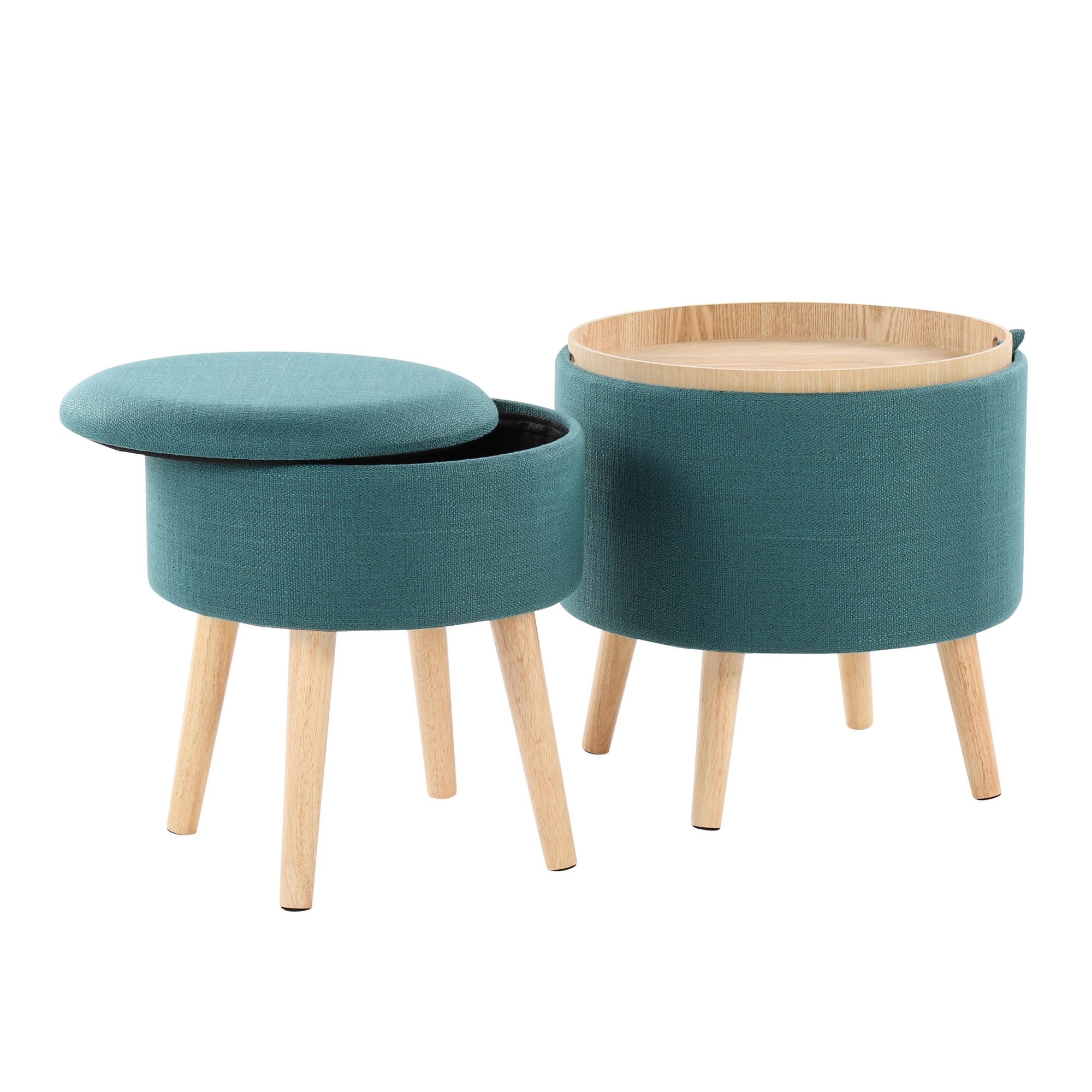 Tray Teal Contemporary Storage Ottoman Set 5 Tray Teal Contemporary Storage Ottoman Set - Image 5