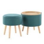 Tray Teal Contemporary Storage Ottoman Set 16 Tray Teal Contemporary Storage Ottoman Set