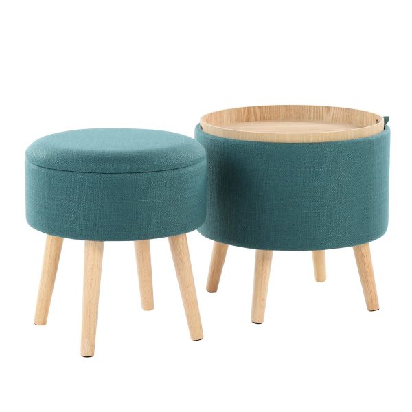Tray Teal Contemporary Storage Ottoman Set 5