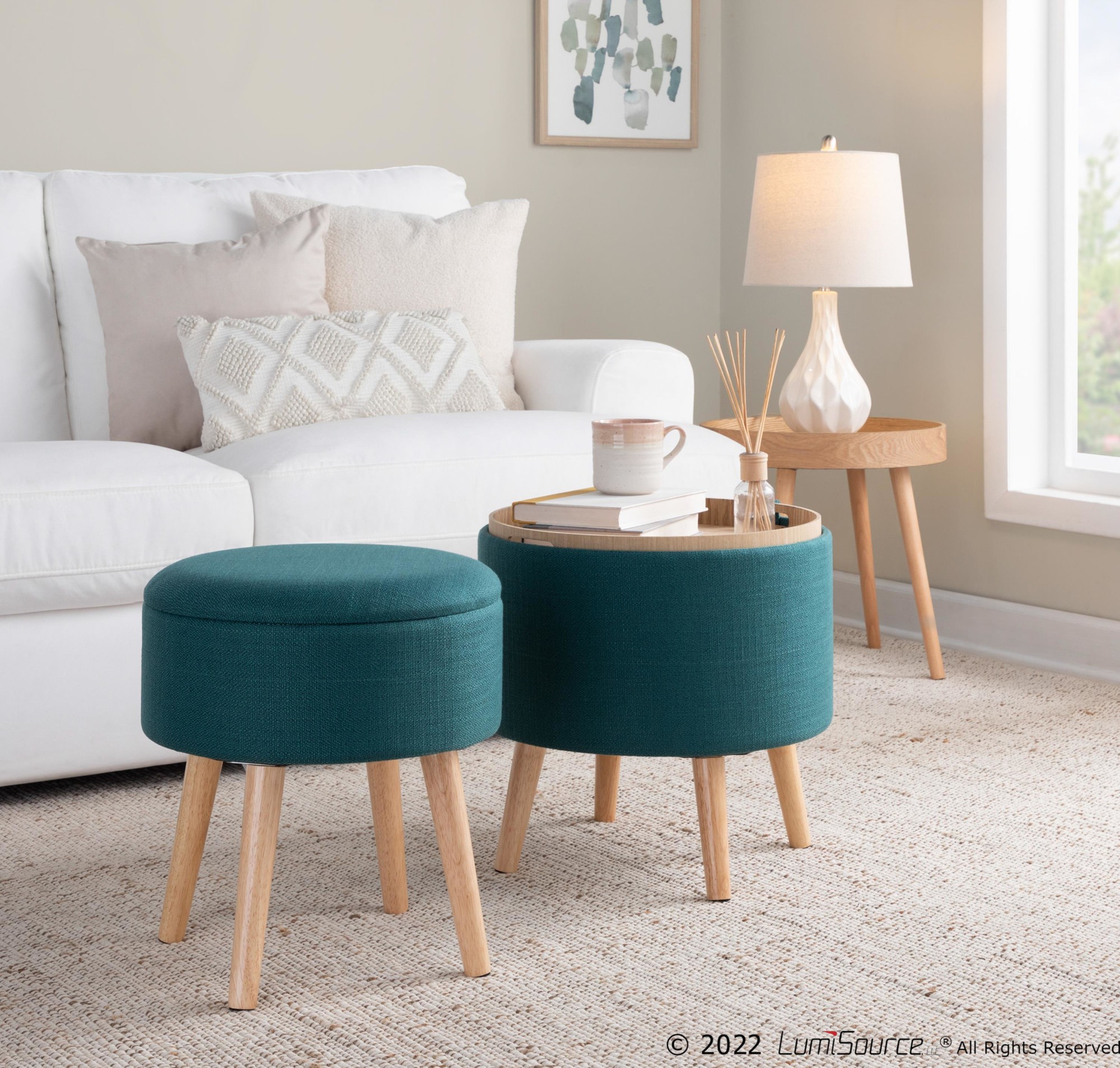Tray Teal Contemporary Storage Ottoman Set 1 Tray Teal Contemporary Storage Ottoman Set
