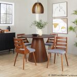 Trevi Mid-Century Modern Walnut and Grey Accent Chairs 12 Trevi Mid-Century Modern Walnut and Grey Accent Chairs