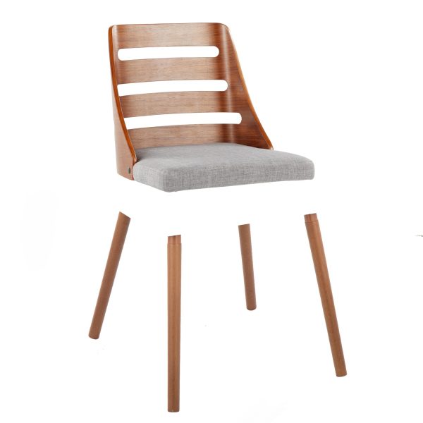 Trevi Mid Century Modern Walnut and Grey Accent Chairs 3