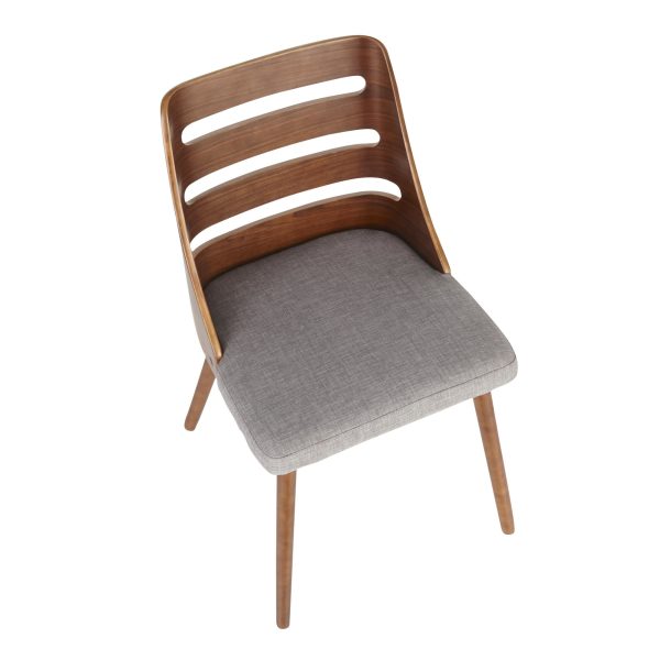 Trevi Mid Century Modern Walnut and Grey Accent Chairs 8
