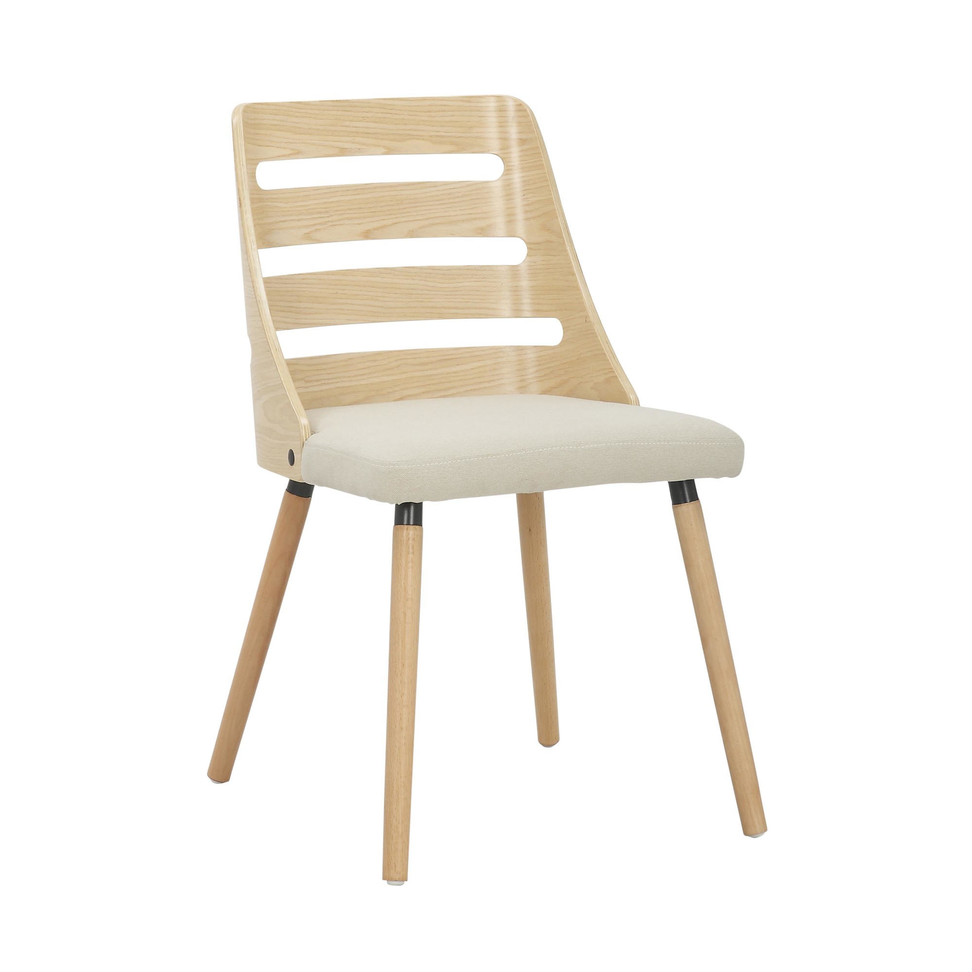 Trevi Mid-Century Natural Wood Cream Fabric Accent Chair 4 Trevi Mid-Century Natural Wood Cream Fabric Accent Chair - Image 4