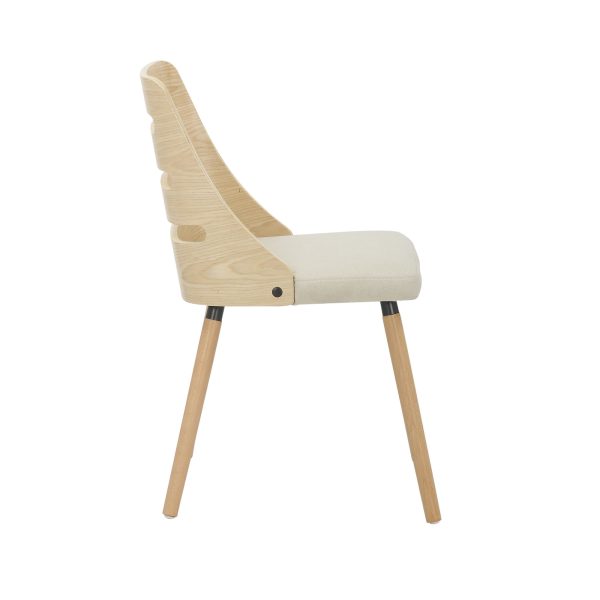 Trevi Mid Century Natural Wood Cream Fabric Accent Chair 4