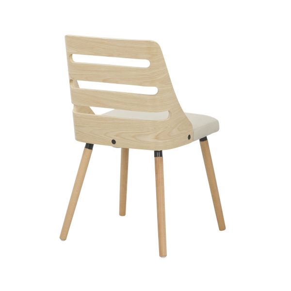 Trevi Mid Century Natural Wood Cream Fabric Accent Chair 5