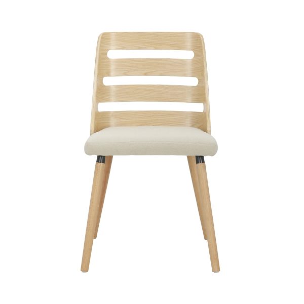 Trevi Mid Century Natural Wood Cream Fabric Accent Chair 7