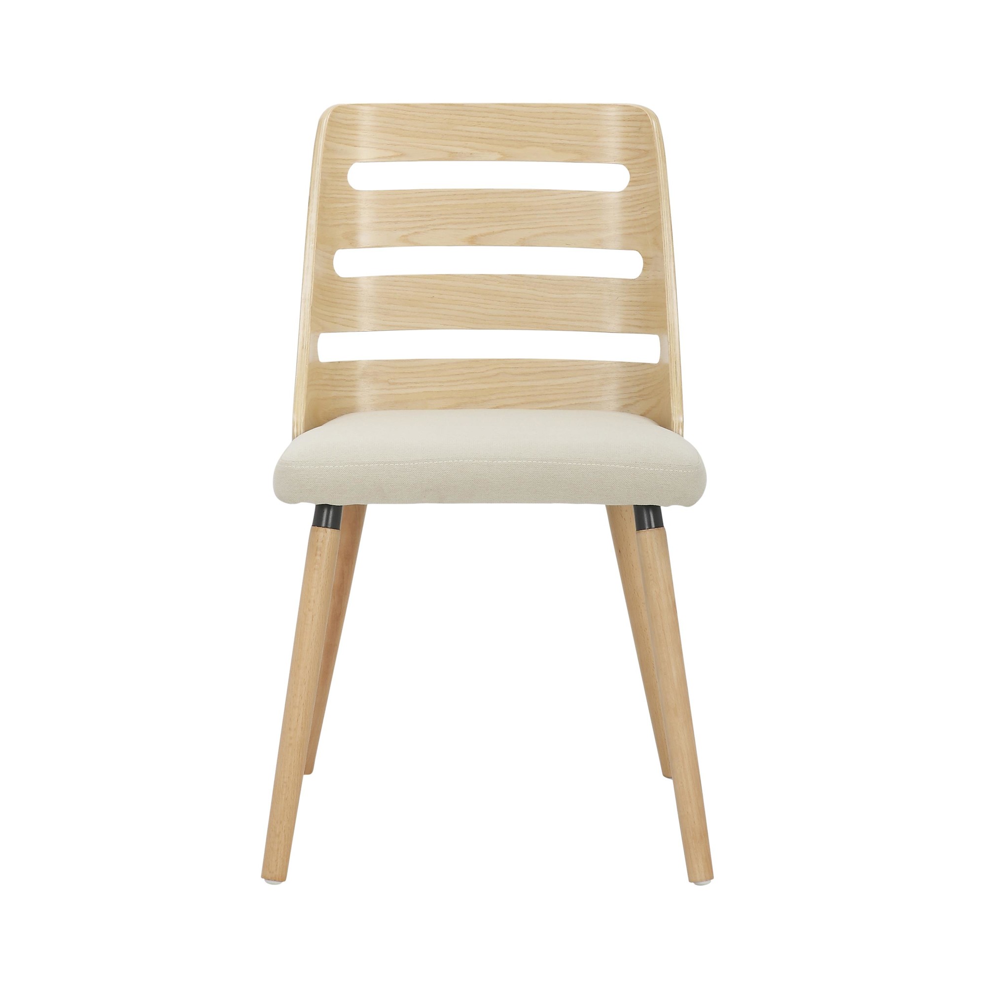 Trevi Mid-Century Natural Wood Cream Fabric Accent Chair 8 Trevi Mid-Century Natural Wood Cream Fabric Accent Chair - Image 8