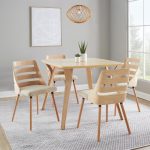 Trevi Natural Wood Cream Mid-Century Modern Dining Chairs 18 Trevi Natural Wood Cream Mid-Century Modern Dining Chairs