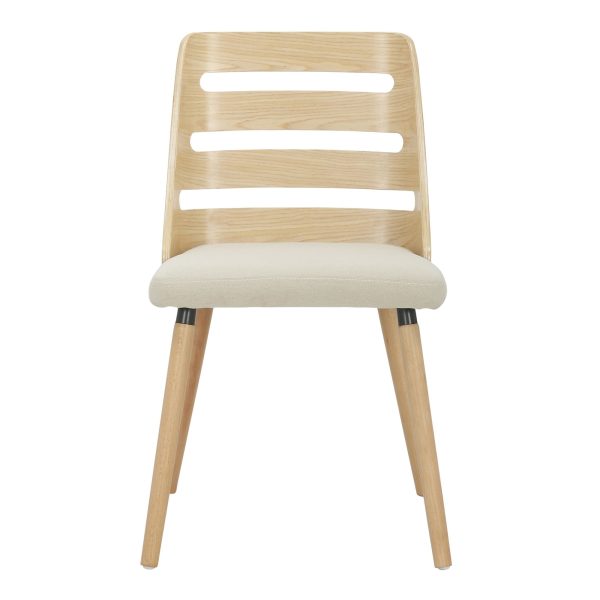 Trevi Natural Wood Cream Mid Century Modern Dining Chairs 10